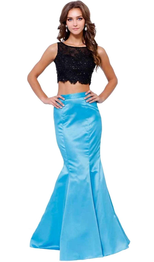 Formal Gowns Nox Anabel - 8231 Two Piece Colorblock Satin Evening Dress 3 Formal Gowns Nox Anabel - 8231 Two Piece Colorblock Satin Evening Dress