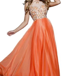 Nox Anabel - 8235 Beaded Embroidery Illusion Evening Gown Formal Gowns