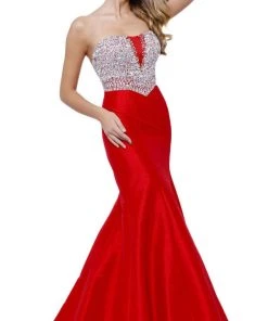Nox Anabel - 8243 Strapless Sparkling Sequined Mermaid Dress Formal Gowns