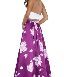 Nox Anabel - 8245 Two-piece Floral Halter A-line Evening Dress