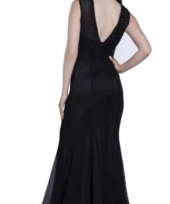 Nox Anabel - 8259 Sleeveless Beaded Mesh Long Dress