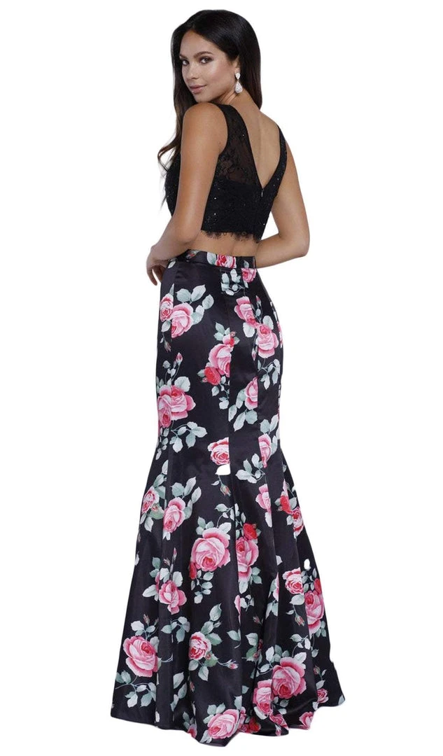 Nox Anabel - 8268 Sleeveless Lace Floral Mermaid Evening Dress 5 Nox Anabel - 8268 Sleeveless Lace Floral Mermaid Evening Dress