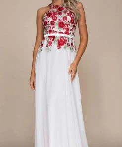 Nox Anabel - 8275 Floral Embroidered A-line Dress