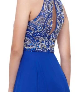 Nox Anabel - 8277 Sleeveless High Neck Beaded Bodice A-line Dress