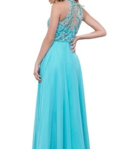 Nox Anabel - 8277 Sleeveless High Neck Beaded Bodice A-line Dress