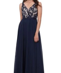 Nox Anabel - 8297 Sleeveless Lace Bodice A-Line Evening Dress