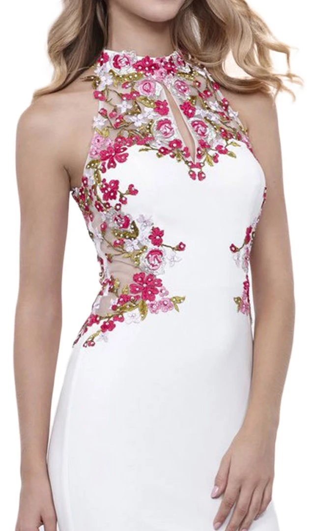 Nox Anabel - 8322 Floral Embroidered Halter Jersey Evening Dress Formal Gowns 4 Nox Anabel - 8322 Floral Embroidered Halter Jersey Evening Dress Formal Gowns