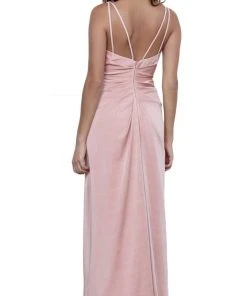 Nox Anabel - 8347 V-Neck Satin Long Evening Gown Formal Gowns