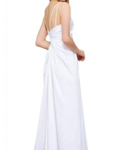 Nox Anabel - 8347 V-Neck Satin Long Evening Gown Formal Gowns