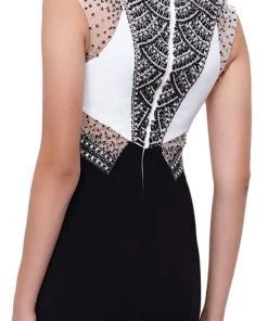 Nox Anabel - 8364 Contrast Jewel Illusion Paneled Evening Gown 9 Nox Anabel - 8364 Contrast Jewel Illusion Paneled Evening Gown