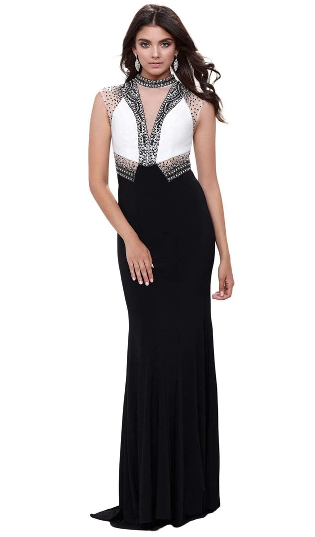 Nox Anabel - 8364 Contrast Jewel Illusion Paneled Evening Gown 3 Nox Anabel - 8364 Contrast Jewel Illusion Paneled Evening Gown