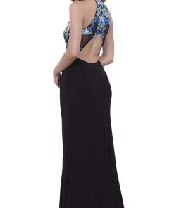 Formal Gowns Nox Anabel - 8375 Sleeveless Laced Halter Jersey Evening Dress 8 Formal Gowns Nox Anabel - 8375 Sleeveless Laced Halter Jersey Evening Dress