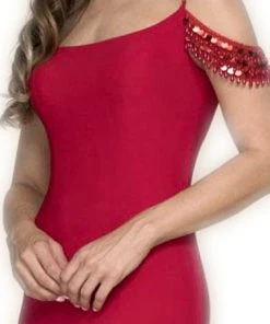 Nox Anabel - A073 Beaded Off-Shoulder Georgette Mermaid Gown