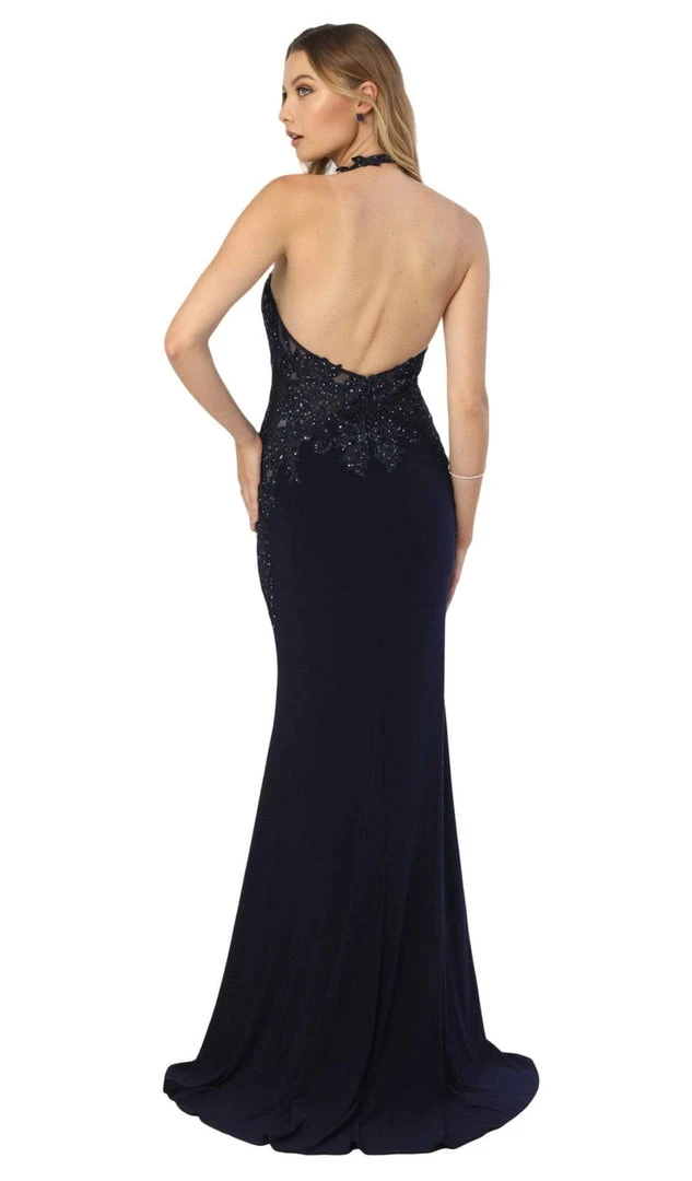 Nox Anabel - A175 Applique Halter Neck Trumpet Dress Formal Gowns 5 Nox Anabel - A175 Applique Halter Neck Trumpet Dress Formal Gowns