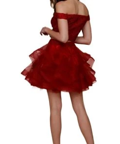 Nox Anabel - A613 Off Shoulder Crop Top Ruffled Skirt Party Dress Cocktail Dresses