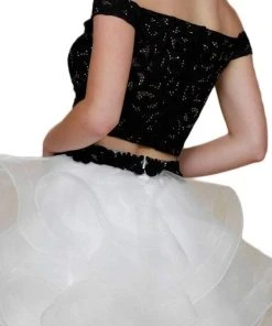 Nox Anabel - A613 Off Shoulder Crop Top Ruffled Skirt Party Dress Cocktail Dresses