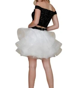 Nox Anabel - A613 Off Shoulder Crop Top Ruffled Skirt Party Dress Cocktail Dresses