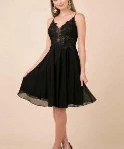 Cocktail Dresses Nox Anabel - A660 Beaded Lace V-neck A-line Dress