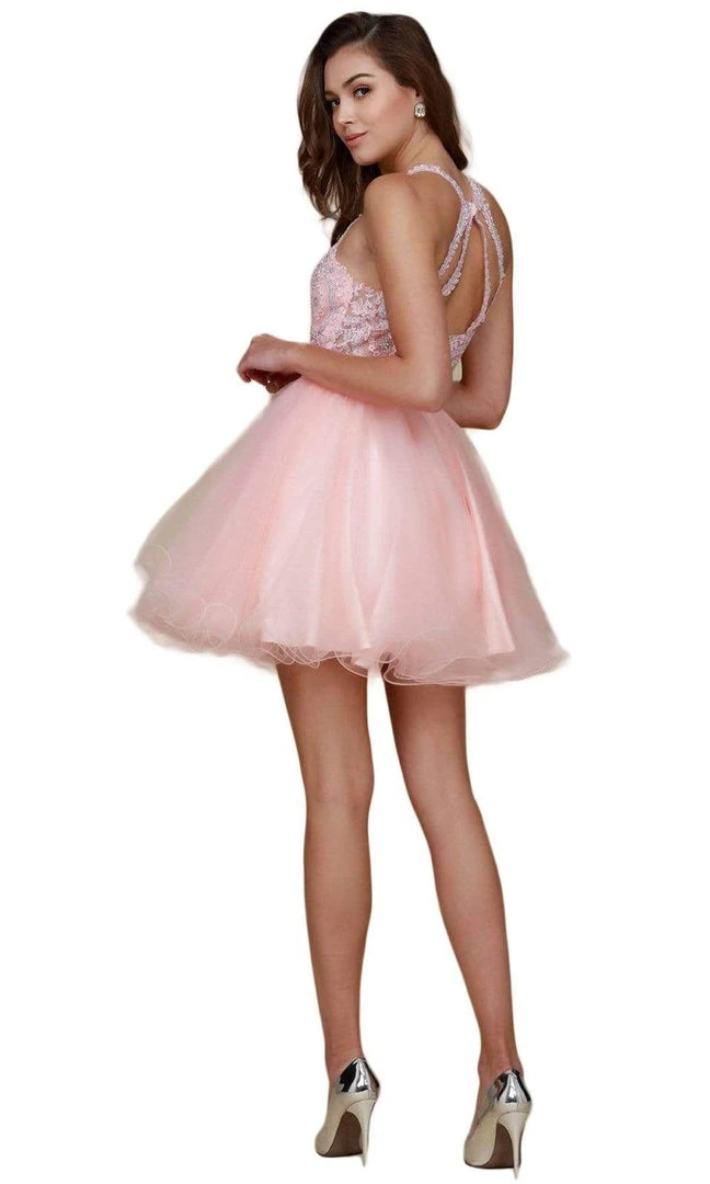 Nox Anabel - B652 Sparkly Lace Applique Bodice Tulle Cocktail Dress 4 Nox Anabel - B652 Sparkly Lace Applique Bodice Tulle Cocktail Dress