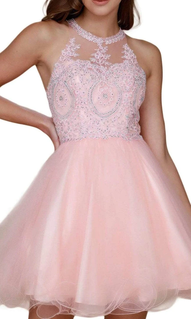 Nox Anabel - B652 Sparkly Lace Applique Bodice Tulle Cocktail Dress 5 Nox Anabel - B652 Sparkly Lace Applique Bodice Tulle Cocktail Dress