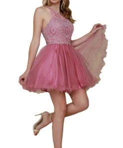 Nox Anabel - B652 Sparkly Lace Applique Bodice Tulle Cocktail Dress 29 Nox Anabel - B652 Sparkly Lace Applique Bodice Tulle Cocktail Dress