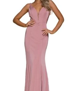 Nox Anabel - C001 Bejeweled Illusion Inset Plunging V-Neck Evening Gown