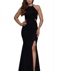Formal Gowns Nox Anabel - C026 Sexy Cutout Halter Neck Lace-up Back Sheath Gown