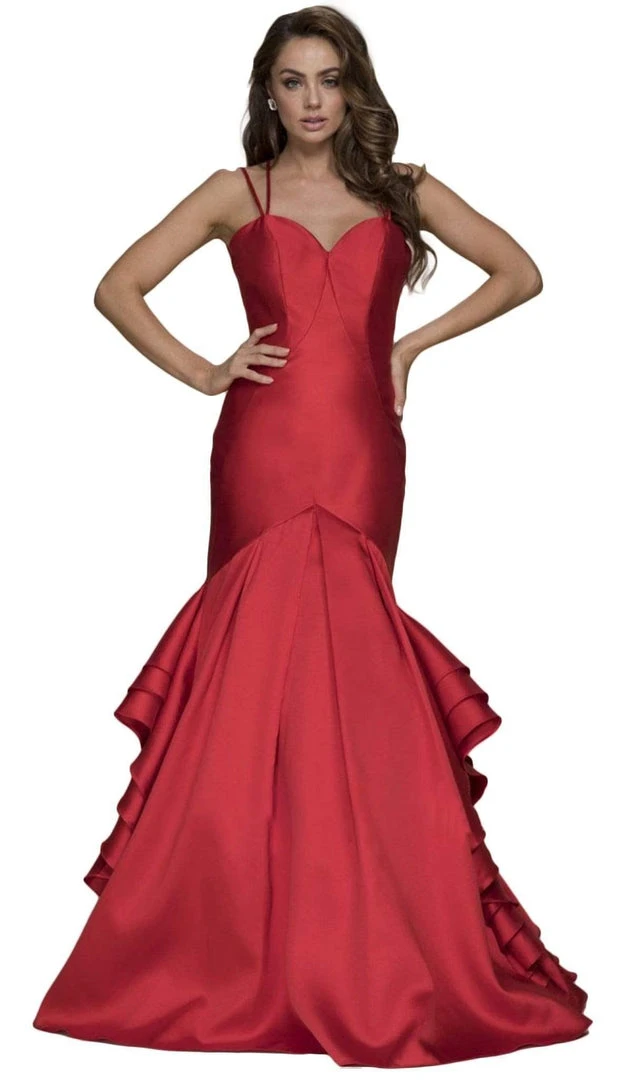 Nox Anabel - C034 Sweetheart Bodice Ruffled Mikado Trumpet Evening Gown Formal Gowns 4 Nox Anabel - C034 Sweetheart Bodice Ruffled Mikado Trumpet Evening Gown Formal Gowns