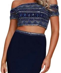 Formal Gowns Nox Anabel - C082 Two Piece Beaded Off-Shoulder Evening Dress 7 Formal Gowns Nox Anabel - C082 Two Piece Beaded Off-Shoulder Evening Dress