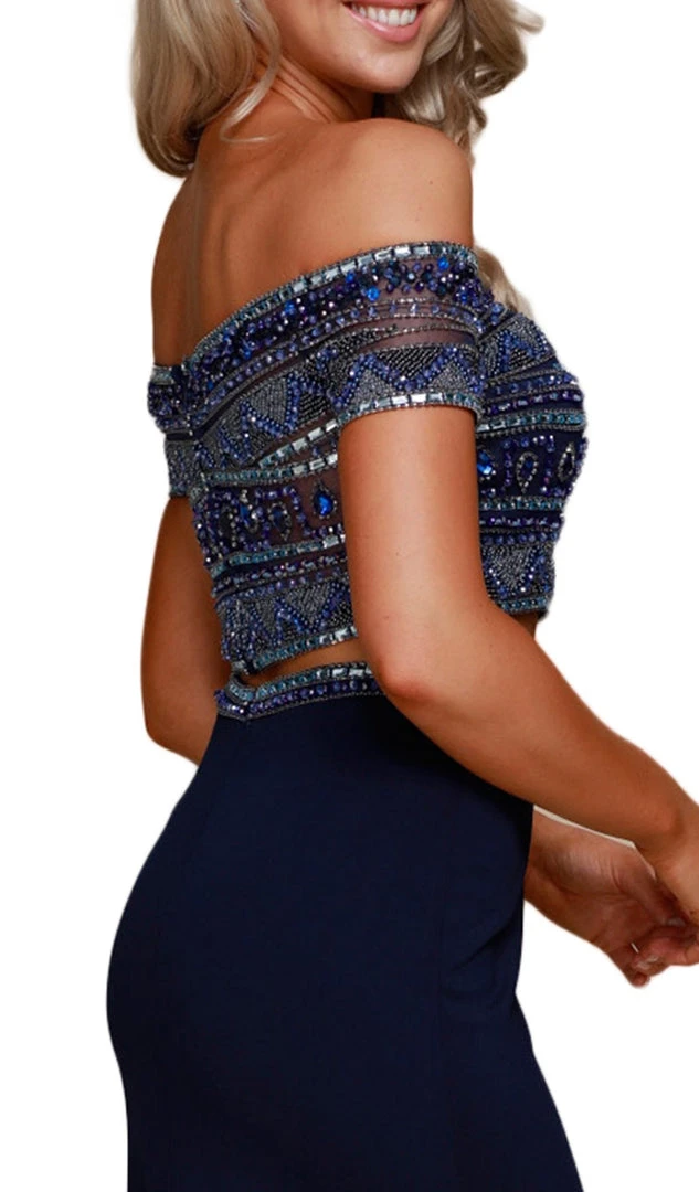 Formal Gowns Nox Anabel - C082 Two Piece Beaded Off-Shoulder Evening Dress 6 Formal Gowns Nox Anabel - C082 Two Piece Beaded Off-Shoulder Evening Dress