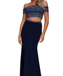 Formal Gowns Nox Anabel - C082 Two Piece Beaded Off-Shoulder Evening Dress