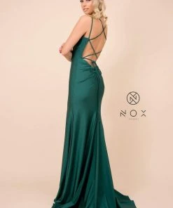 Nox Anabel - C301 Sleeveless Crisscross String Open Back Prom Dress 26 Nox Anabel - C301 Sleeveless Crisscross String Open Back Prom Dress