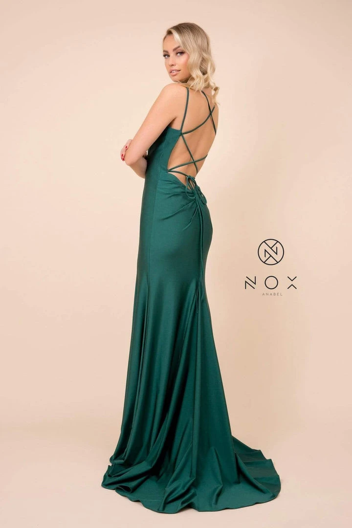 Nox Anabel - C301 Sleeveless Crisscross String Open Back Prom Dress 13 Nox Anabel - C301 Sleeveless Crisscross String Open Back Prom Dress