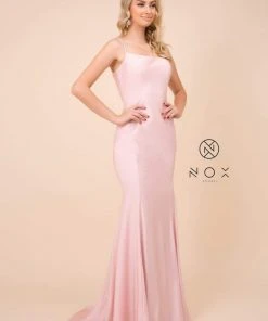Nox Anabel - C301 Sleeveless Crisscross String Open Back Prom Dress 19 Nox Anabel - C301 Sleeveless Crisscross String Open Back Prom Dress