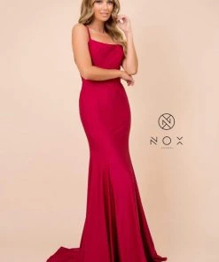 Nox Anabel - C301 Sleeveless Crisscross String Open Back Prom Dress 21 Nox Anabel - C301 Sleeveless Crisscross String Open Back Prom Dress