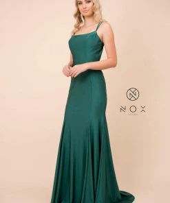 Nox Anabel - C301 Sleeveless Crisscross String Open Back Prom Dress 25 Nox Anabel - C301 Sleeveless Crisscross String Open Back Prom Dress