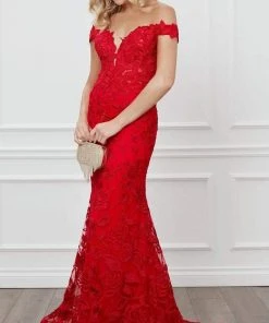 Nox Anabel - C439 Embroidered Off Shoulder Mermaid Dress 20 Nox Anabel - C439 Embroidered Off Shoulder Mermaid Dress