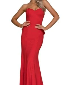 Formal Gowns Nox Anabel - E002 Strapless Sweetheart Ruffled Sheath Dress