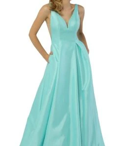 Nox Anabel - E156 Sleeveless Illusion Panel V Neck A-Line Gown Formal Gowns 13 Nox Anabel - E156 Sleeveless Illusion Panel V Neck A-Line Gown Formal Gowns