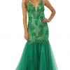 Formal Gowns Nox Anabel - E185 Sleeveless V Neck Beaded Lace Tulle Mermaid Gown