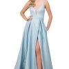 Nox Anabel - E379 Illusion Deep V Neck Glitter Knit Ballgown Formal Gowns