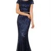 Nox Anabel - F338 Cap Sleeve Sequined Mermaid Gown Formal Gowns