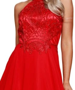 Nox Anabel - J117 Embroidered Halter Chiffon A-line Dress 9 Nox Anabel - J117 Embroidered Halter Chiffon A-line Dress