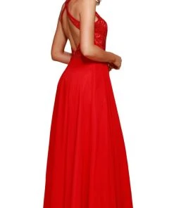 Nox Anabel - J117 Embroidered Halter Chiffon A-line Dress 10 Nox Anabel - J117 Embroidered Halter Chiffon A-line Dress