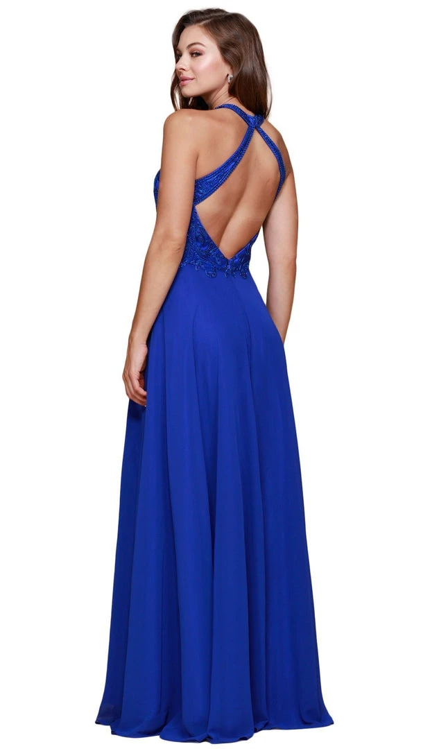 Nox Anabel - J117 Embroidered Halter Chiffon A-line Dress 8 Nox Anabel - J117 Embroidered Halter Chiffon A-line Dress