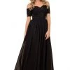 Nox Anabel - Lace Embroidered Sweetheart Notch A-Line Dress A061 - 1 Pc Black In Size L Available Formal Gowns