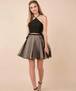 Nox Anabel - M659 Two Piece Halter Dotted A-line Dress