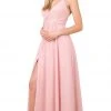 Nox Anabel - Plunging V-neck A-line Gown With Slit R275 - 1 Pc Rose In Size S Available Formal Gowns