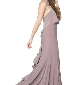 Nox Anabel - Q132 Halter Neck Trumpet Dress With Sweep Train