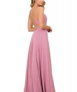 Nox Anabel - R416 Lace-up Open Back Beaded Waist A-Line Prom Dress 12 Nox Anabel - R416 Lace-up Open Back Beaded Waist A-Line Prom Dress